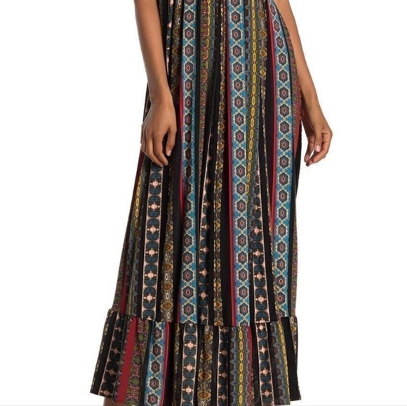 T Tahari Black Sleeveless Tile Stripe Maxi Dress Size M - Picture 4 of 13